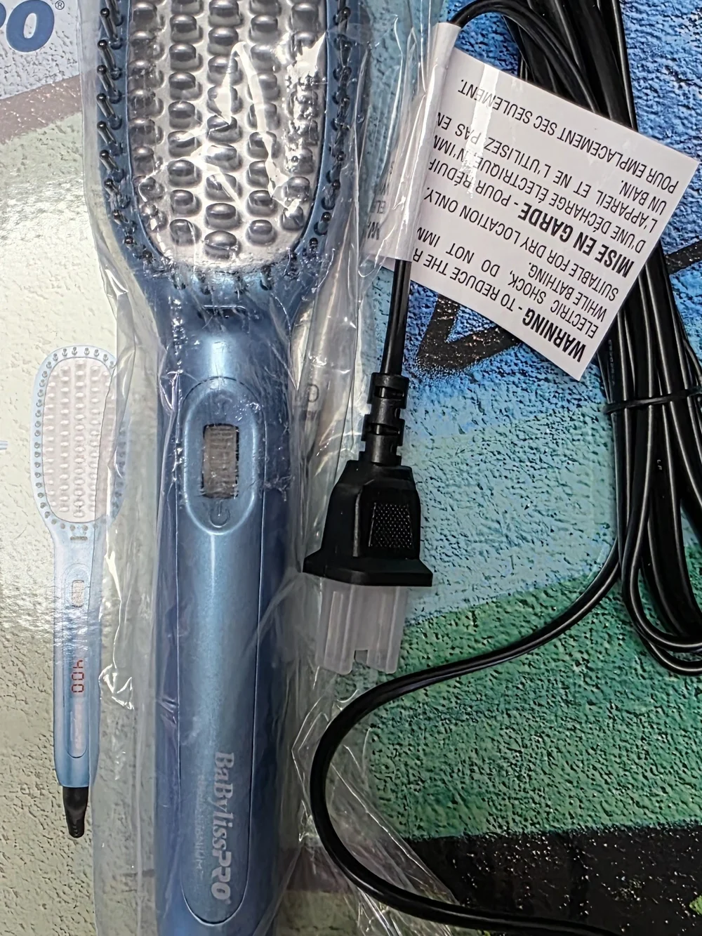 Blue Electric Heated Straightening Brush for Women Hair Tools